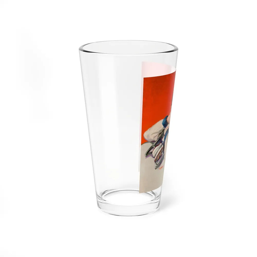 Pin-Up with Skates (Magazine Illustration) Pint Glass 16oz-Go Mug Yourself