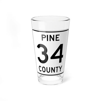 Pine County Route 34 MN (Minnesota) (Road Sign) Pint Glass 16oz - Go Mug Yourself