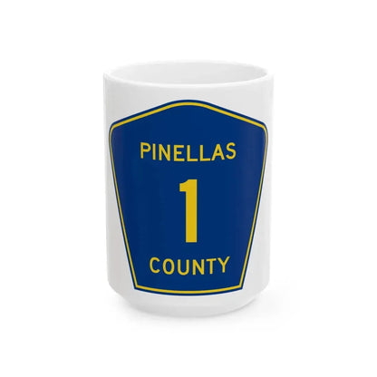 Pinellas County 1 (Florida) (Road Sign) White Coffee Mug 15oz - Go Mug Yourself