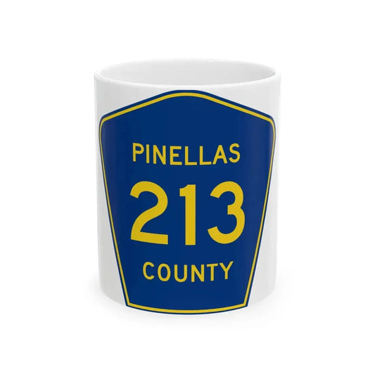 Pinellas County 213 (Florida) (Road Sign) White Coffee Mug 11oz - Go Mug Yourself