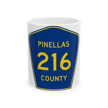 Pinellas County 216 (Florida) (Road Sign) White Coffee Mug 11oz - Go Mug Yourself