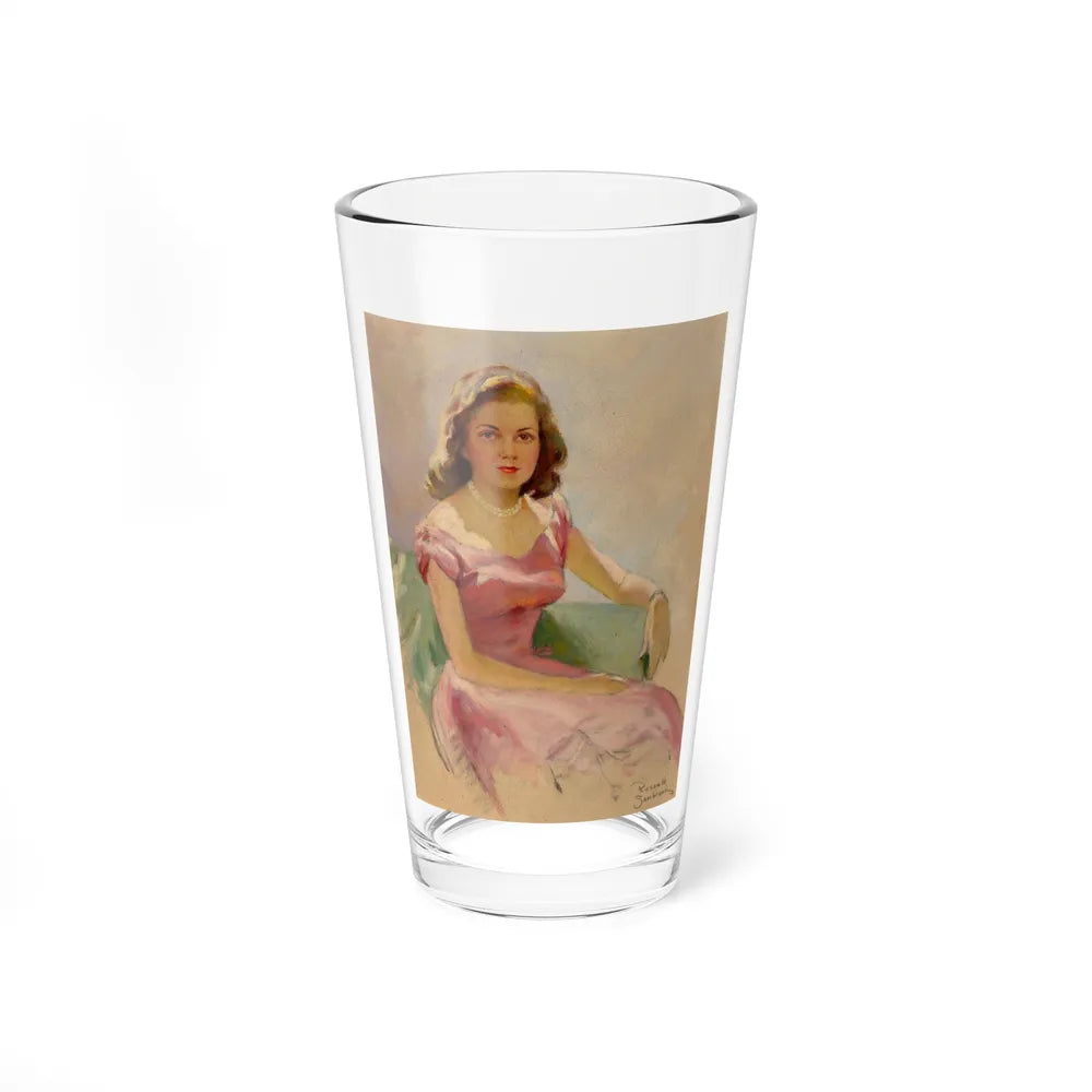 Pink and Pearls (Magazine Illustration) Pint Glass 16oz-16oz-Go Mug Yourself