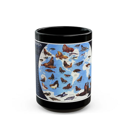 Pinnipeds Around the World (1987) (Map) Black Coffee Mug-15oz-Go Mug Yourself