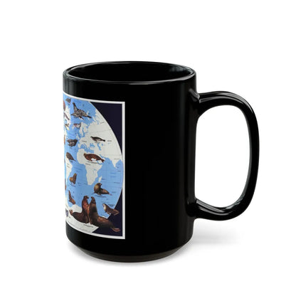 Pinnipeds Around the World (1987) (Map) Black Coffee Mug-Go Mug Yourself