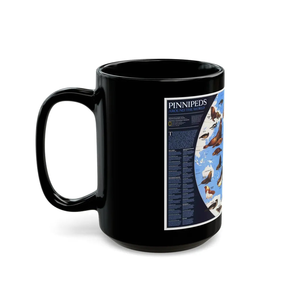 Pinnipeds Around the World (1987) (Map) Black Coffee Mug-Go Mug Yourself