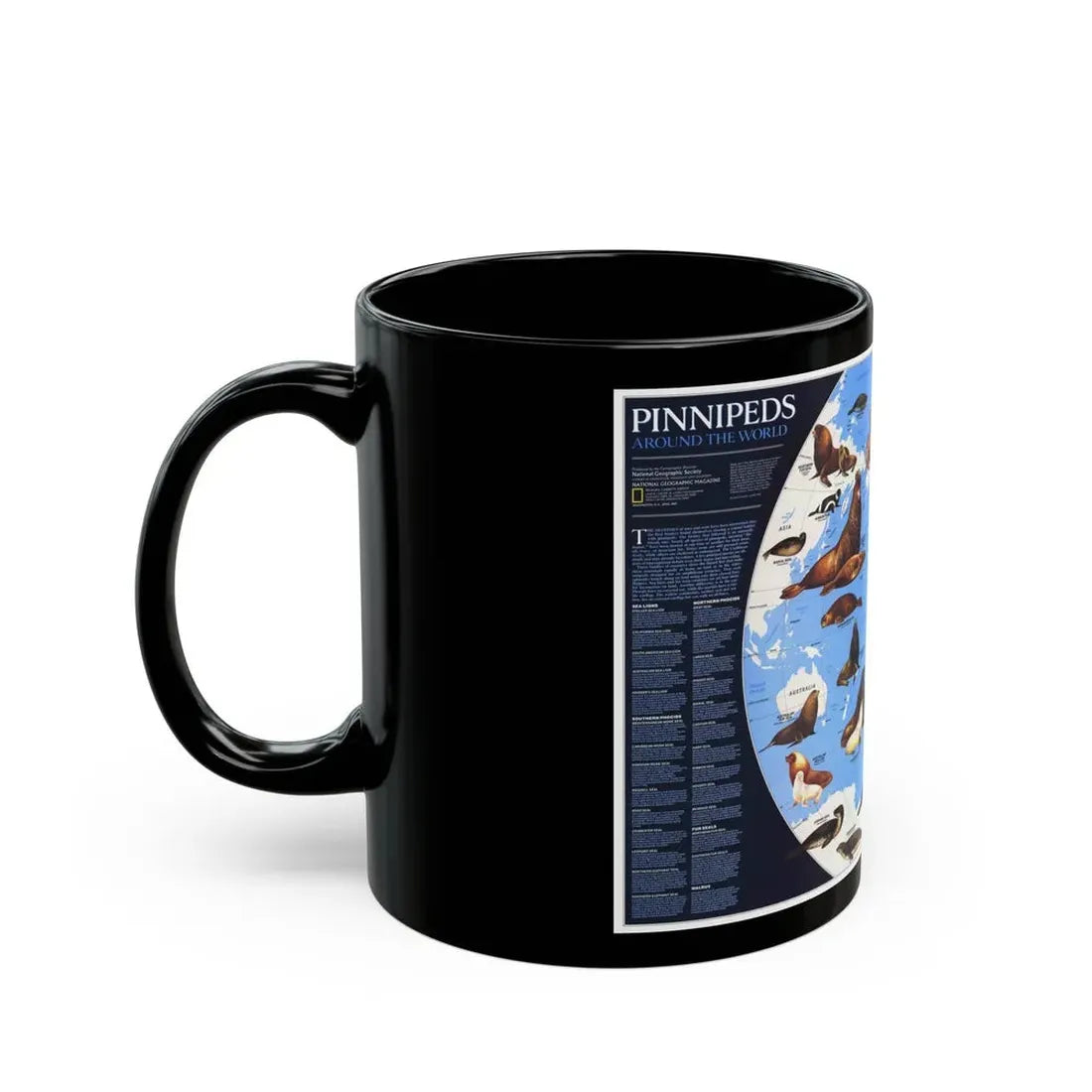 Pinnipeds Around the World (1987) (Map) Black Coffee Mug - Go Mug Yourself