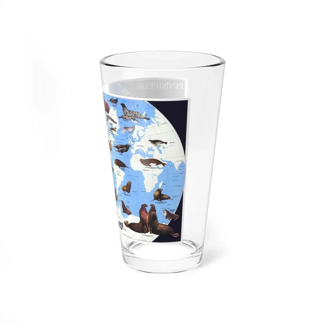 Pinnipeds Around the World (1987) (Map) Pint Glass 16oz - Go Mug Yourself