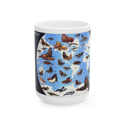 Pinnipeds Around the World (1987) (Map) White Coffee Mug-15oz-Go Mug Yourself