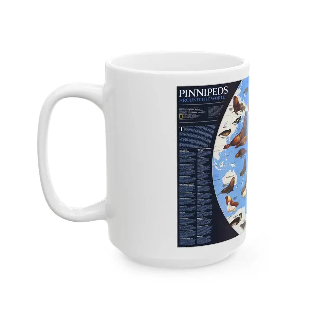Pinnipeds Around the World (1987) (Map) White Coffee Mug - Go Mug Yourself