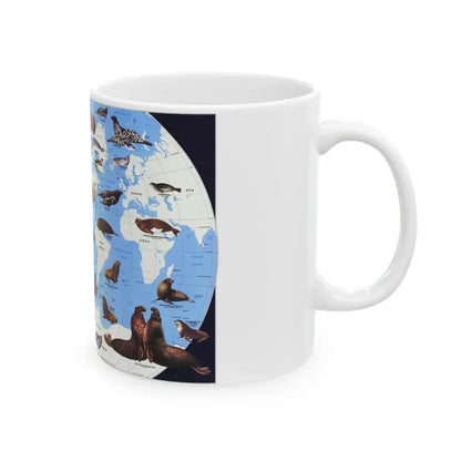 Pinnipeds Around the World (1987) (Map) White Coffee Mug - Go Mug Yourself