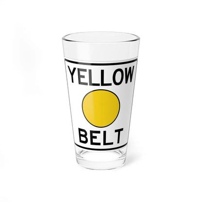 Pittsburgh PA Yellow Belt shield (Pennsylvania) (Road Sign) Pint Glass 16oz 16oz - Go Mug Yourself