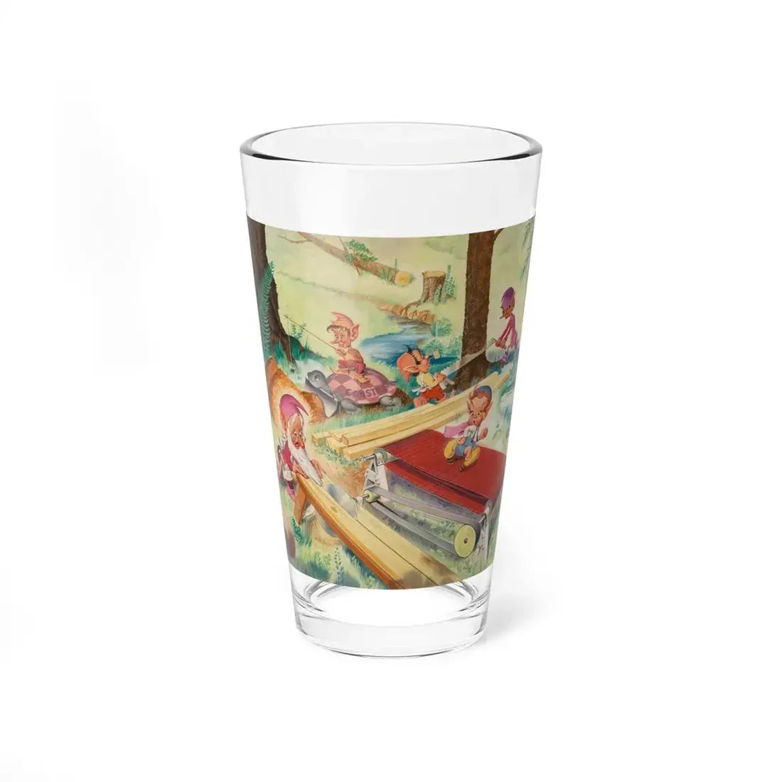 Pixie Construction, probable calender illustration, 1951 (Magazine Illustration) Pint Glass 16oz 16oz - Go Mug Yourself