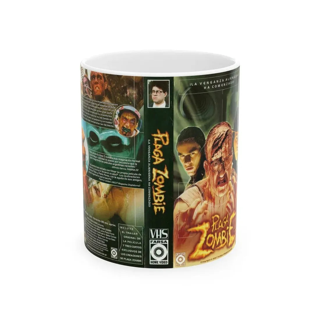 PLAGA ZOMBIE FARSA HOME VIDEO (VHS COVER) - White Coffee Mug 11oz - Go Mug Yourself