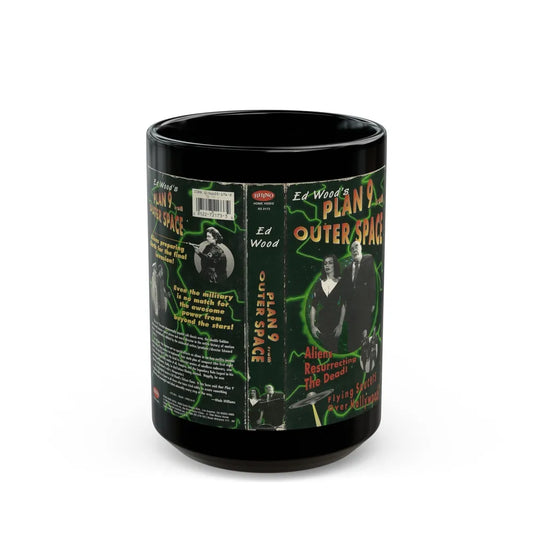 PLAN 9 FROM OUTER SPACE ED WOOD (VHS COVER) - Black Coffee Mug-15oz-Go Mug Yourself