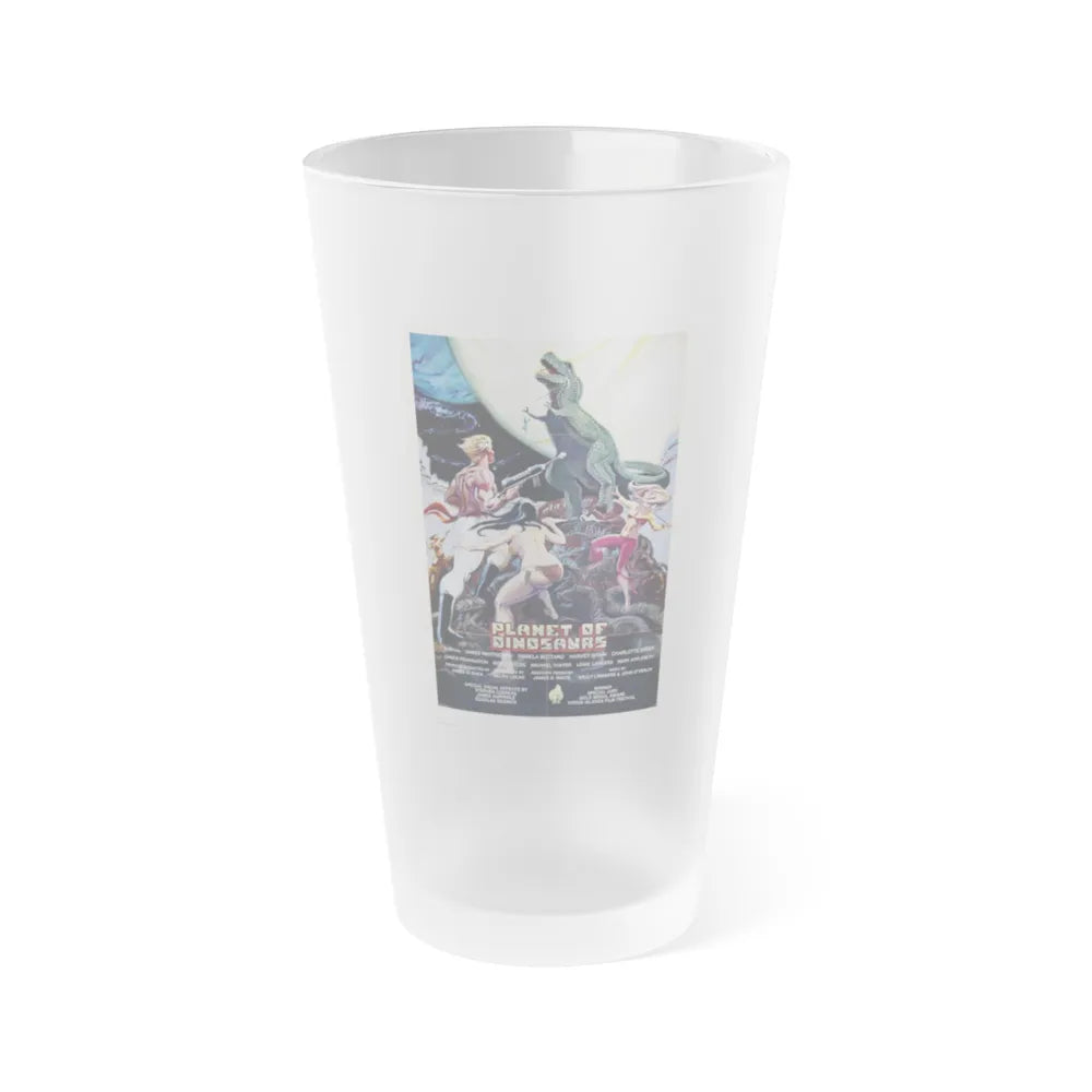 PLANET OF DINOSAURS 1977 Movie Poster - Frosted Pint Glass 16oz-16oz-Frosted-Go Mug Yourself