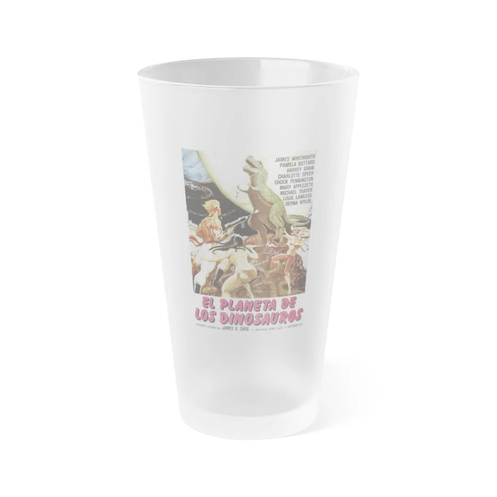 PLANET OF DINOSAURS (ITALIAN) 1977 Movie Poster - Frosted Pint Glass 16oz-16oz-Frosted-Go Mug Yourself