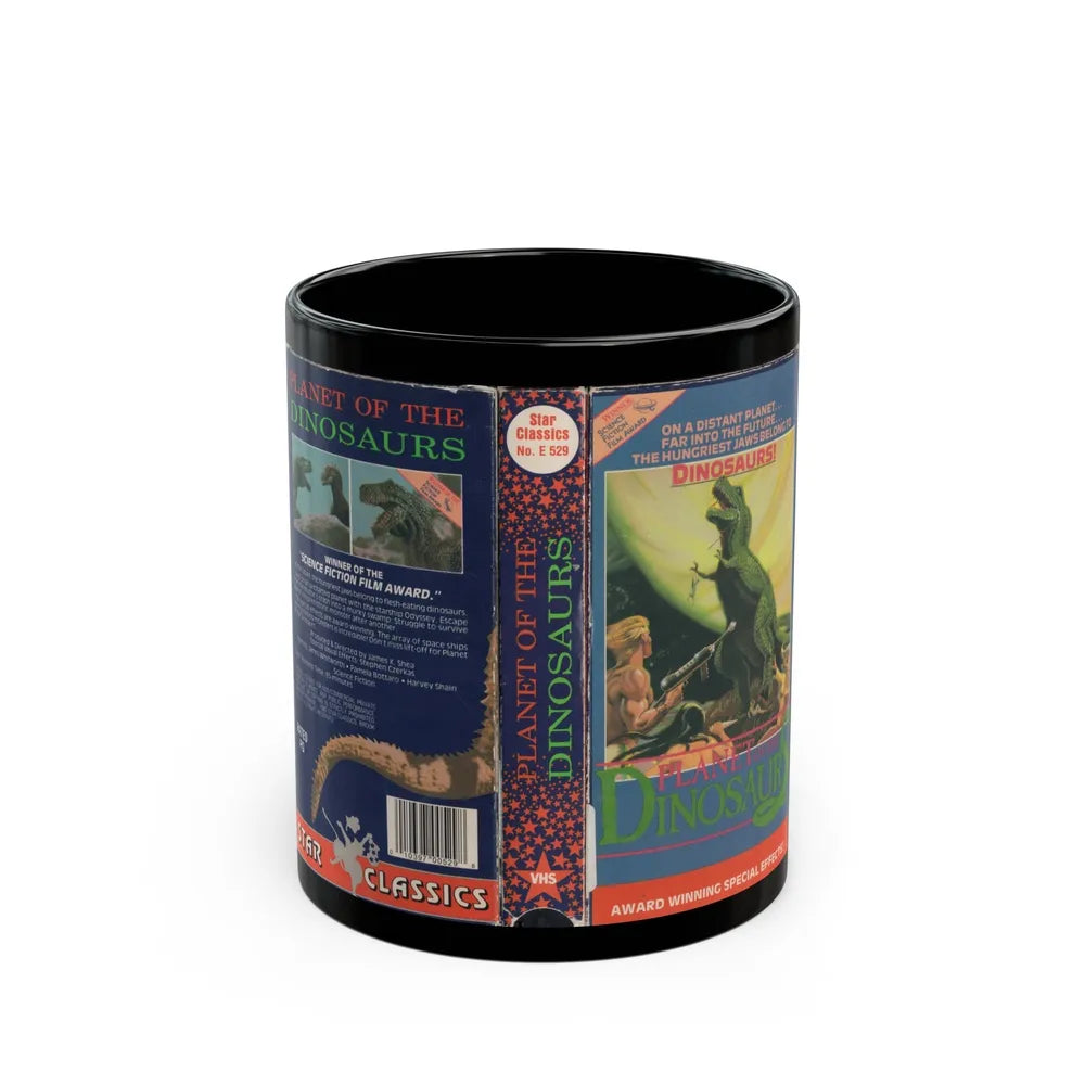 PLANET OF THE DINOSAURS (VHS COVER) - Black Coffee Mug-11oz-Go Mug Yourself