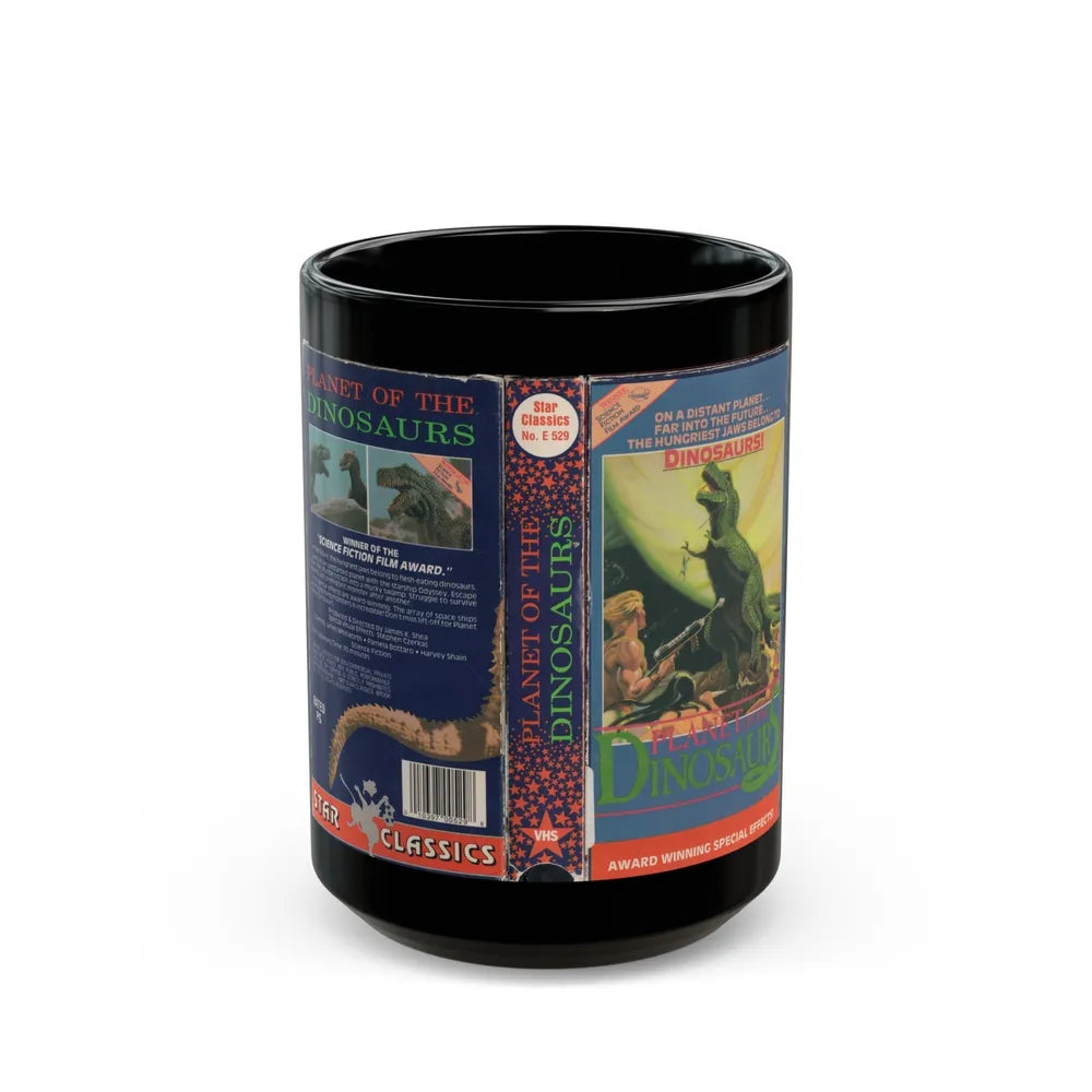 PLANET OF THE DINOSAURS (VHS COVER) - Black Coffee Mug-15oz-Go Mug Yourself