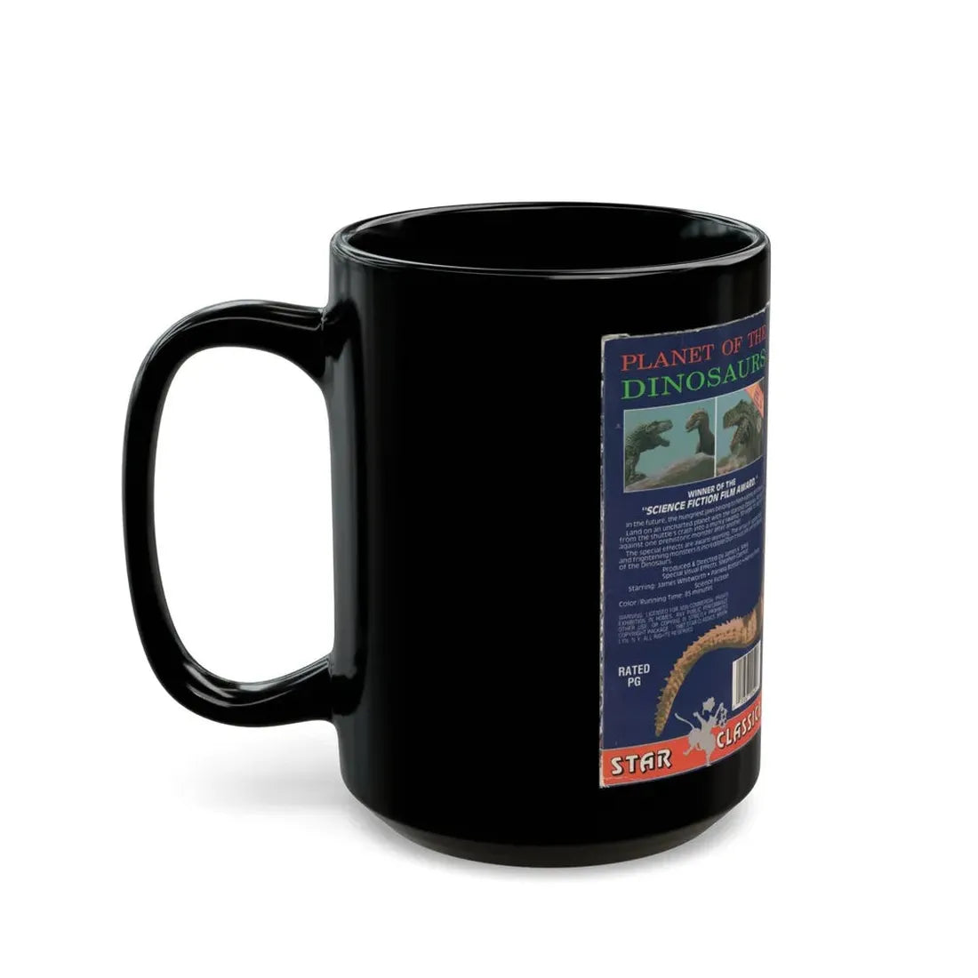 PLANET OF THE DINOSAURS (VHS COVER) - Black Coffee Mug - Go Mug Yourself