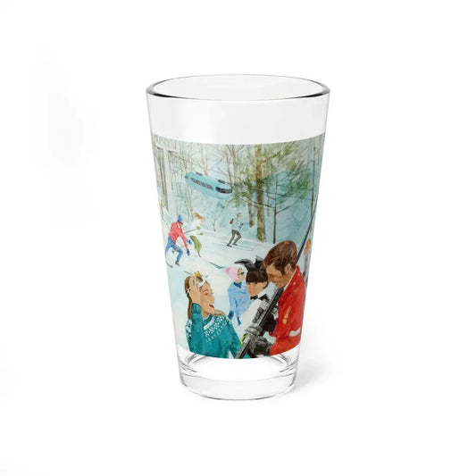 Playboy on the Slopes, advertising illustration (Magazine Illustration) Pint Glass 16oz 16oz - Go Mug Yourself