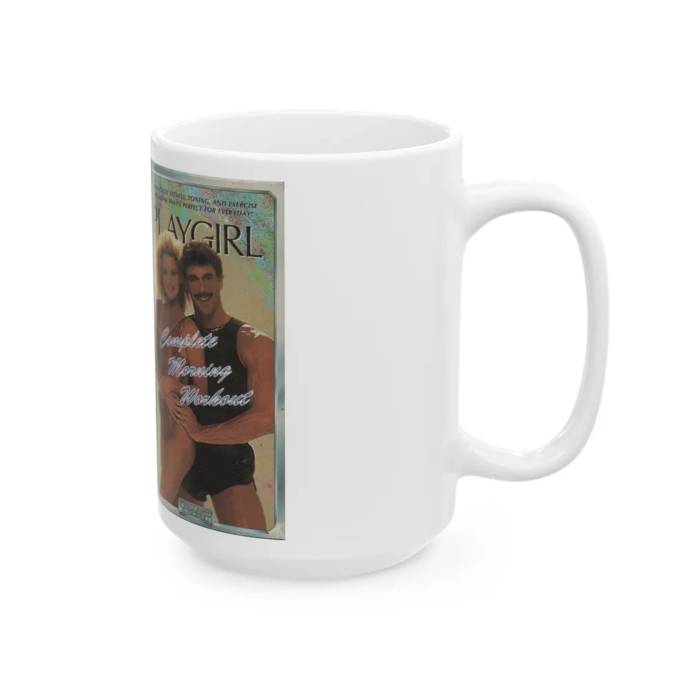 PLAYGIRL COMPLETE MORNING WORKOUT (VHS COVER) - White Coffee Mug-Go Mug Yourself