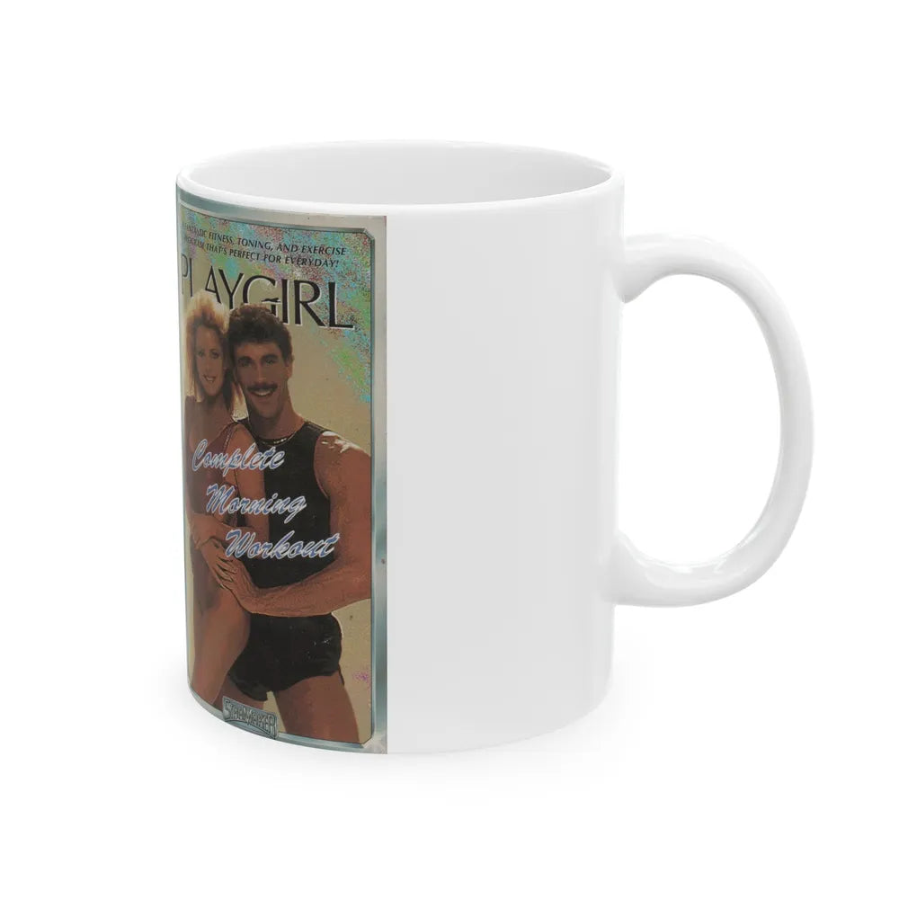 PLAYGIRL COMPLETE MORNING WORKOUT (VHS COVER) - White Coffee Mug-Go Mug Yourself