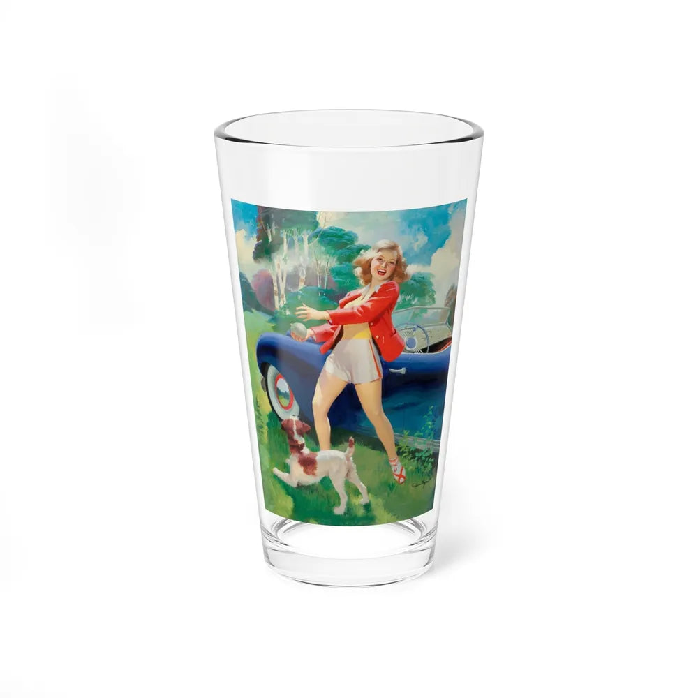 Playing Fetch (Magazine Illustration) Pint Glass 16oz-16oz-Go Mug Yourself