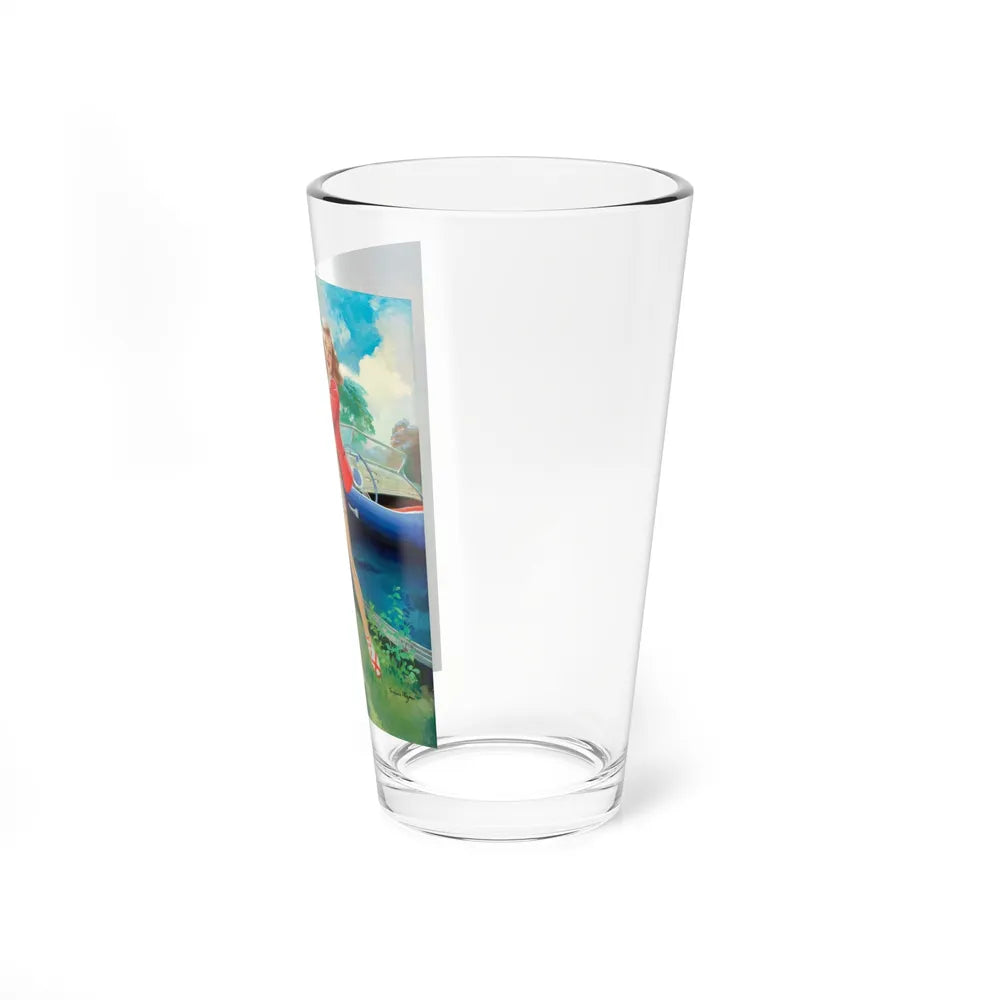 Playing Fetch (Magazine Illustration) Pint Glass 16oz-Go Mug Yourself