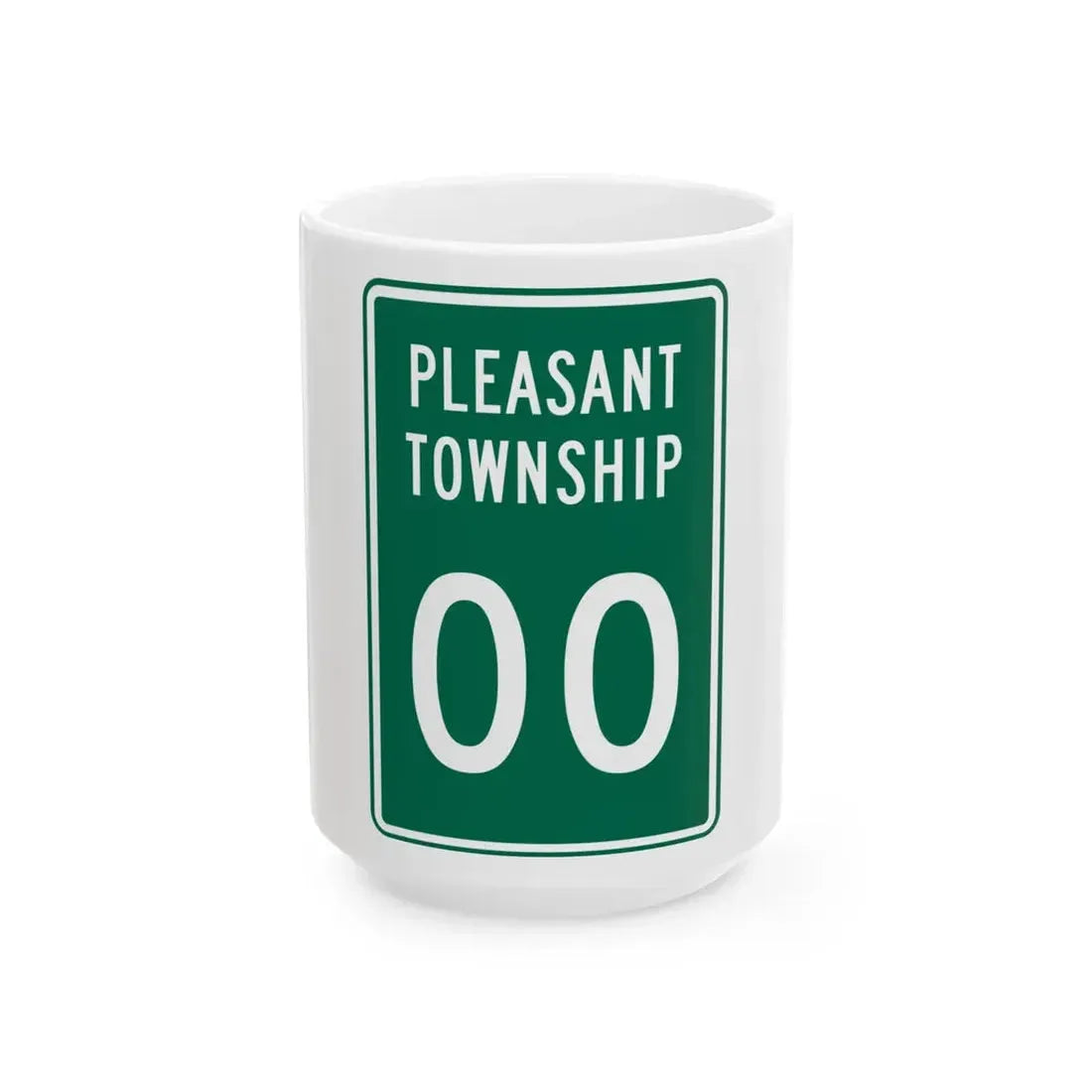 Pleasant Township Logan County Ohio route shield template (Ohio) (Road Sign) White Coffee Mug 15oz - Go Mug Yourself