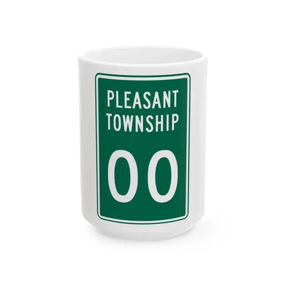 Pleasant Township Logan County Ohio route shield template (Ohio) (Road Sign) White Coffee Mug 15oz - Go Mug Yourself