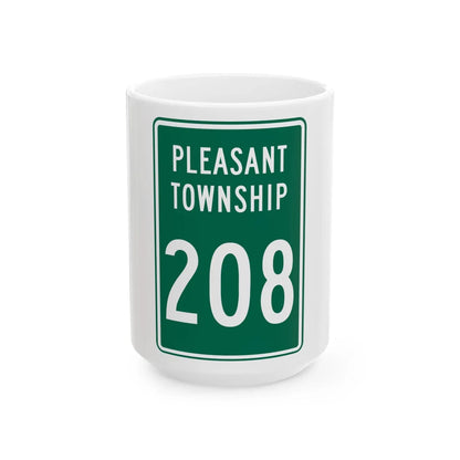 Pleasant Township Route 208 Logan County Ohio (Ohio) (Road Sign) White Coffee Mug 15oz - Go Mug Yourself