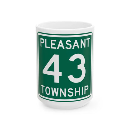 Pleasant Township Route 43 Logan County Ohio (Ohio) (Road Sign) White Coffee Mug 15oz - Go Mug Yourself