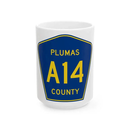 Plumas County A14 (California) (Road Sign) White Coffee Mug 15oz - Go Mug Yourself