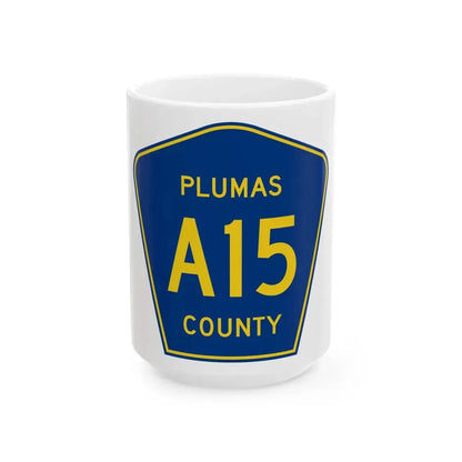 Plumas County A15 (California) (Road Sign) White Coffee Mug 15oz - Go Mug Yourself