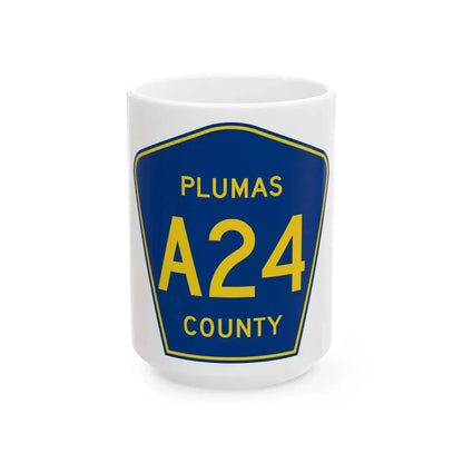 Plumas County A24 (California) (Road Sign) White Coffee Mug 15oz - Go Mug Yourself
