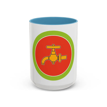 Plumbing (Boy Scout Merit Badge) Accent Coffee Mug-15oz-Light Blue-Go Mug Yourself