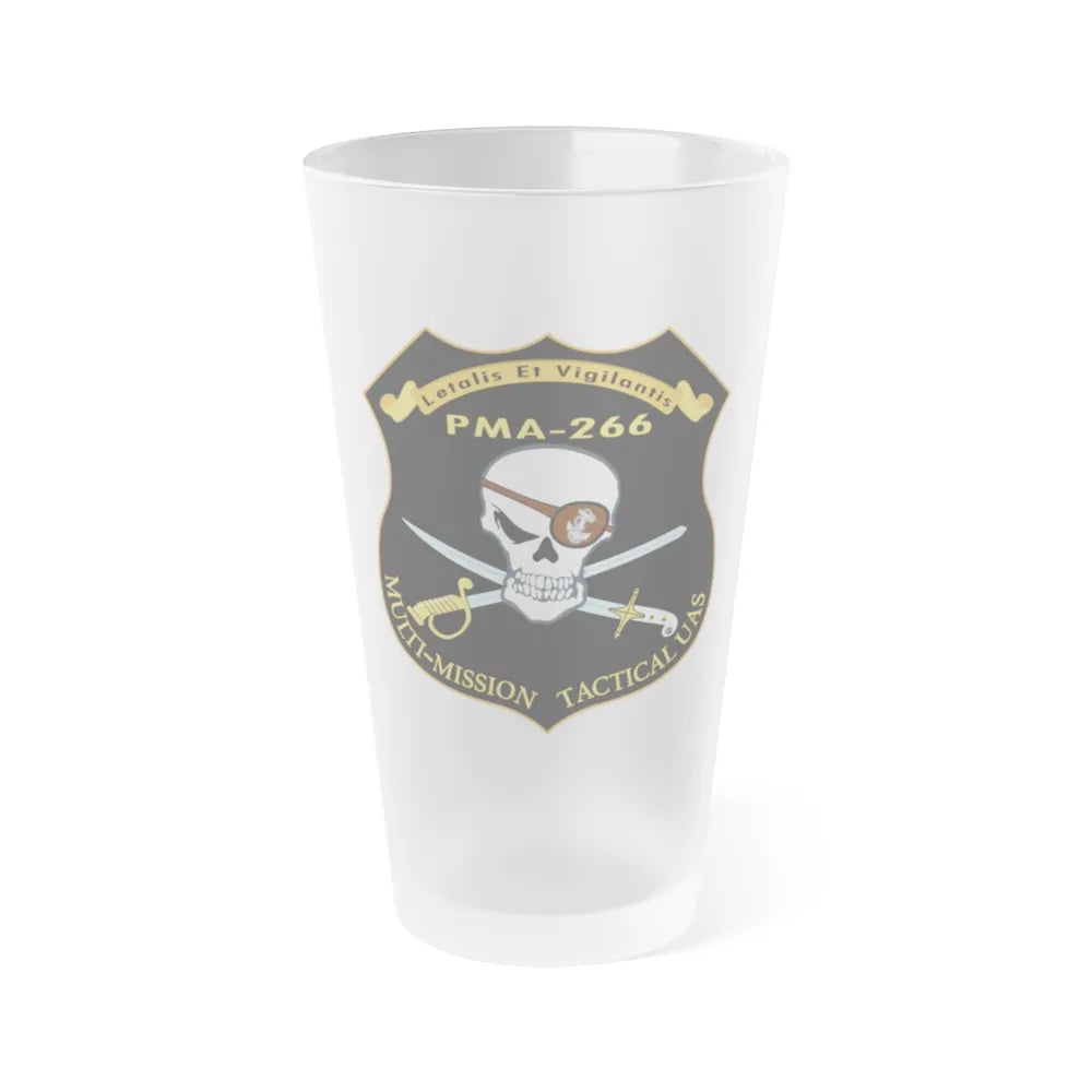 PMA 266 NAVAIR Multi Mission Tactical Unmanned Aerial Systems UAS (U.S. Navy) Frosted Pint Glass 16oz-Go Mug Yourself