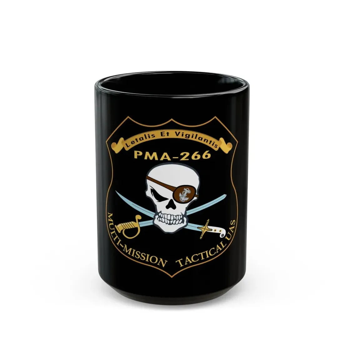 PMA 266 NAVAIR Multi Mission Tactical Unmanned Aerial Systems UAS (U.S. Navy) Black Coffee Mug 15oz - Go Mug Yourself