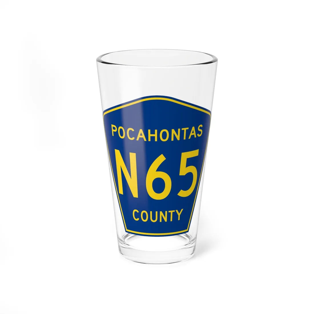 Pocahontas County Route N65 IA (Iowa) (Road Sign) Pint Glss 16oz 16oz - Go Mug Yourself