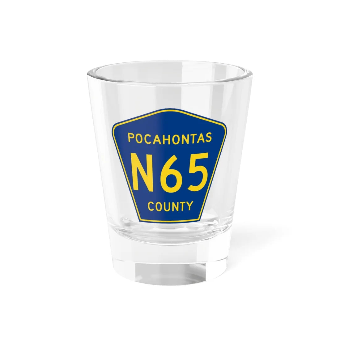 Pocahontas County Route N65 IA (Iowa) (Road Sign) Shot Glass 1.5oz 1.5oz - Go Mug Yourself