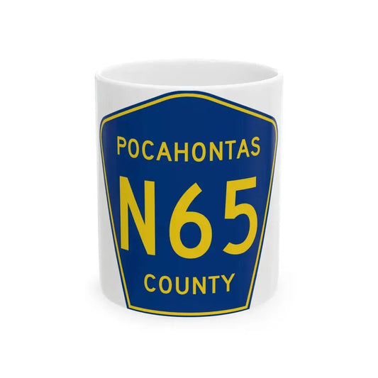 Pocahontas County Route N65 IA (Iowa) (Road Sign) White Coffee Mug 11oz - Go Mug Yourself