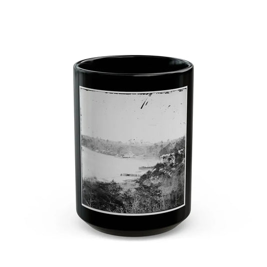 Point Of Rocks, Virginia (Vicinity). View Along River. Butler's Signal Tower In Distance (U.S. Civil War) Black Coffee Mug 15oz - Go Mug Yourself