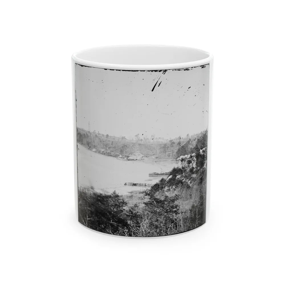 Point Of Rocks, Virginia (Vicinity). View Along River. Butler's Signal Tower In Distance (U.S. Civil War) White Coffee Mug-11oz-Go Mug Yourself