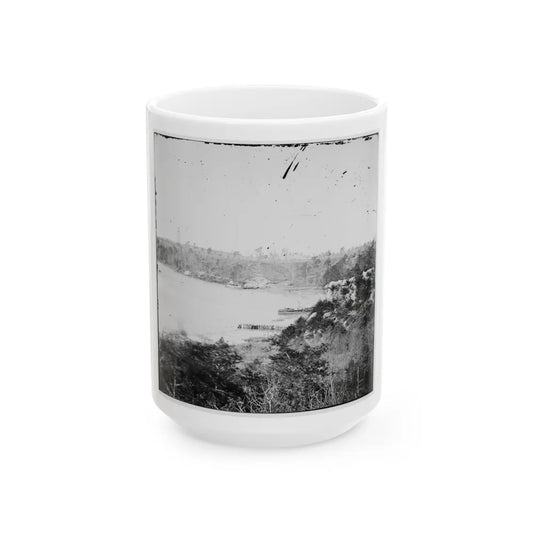 Point Of Rocks, Virginia (Vicinity). View Along River. Butler's Signal Tower In Distance (U.S. Civil War) White Coffee Mug-15oz-Go Mug Yourself