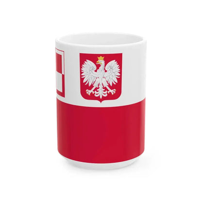 POL air force airfields flag IIIRP (Poland) White Coffee Mug 15oz - Go Mug Yourself