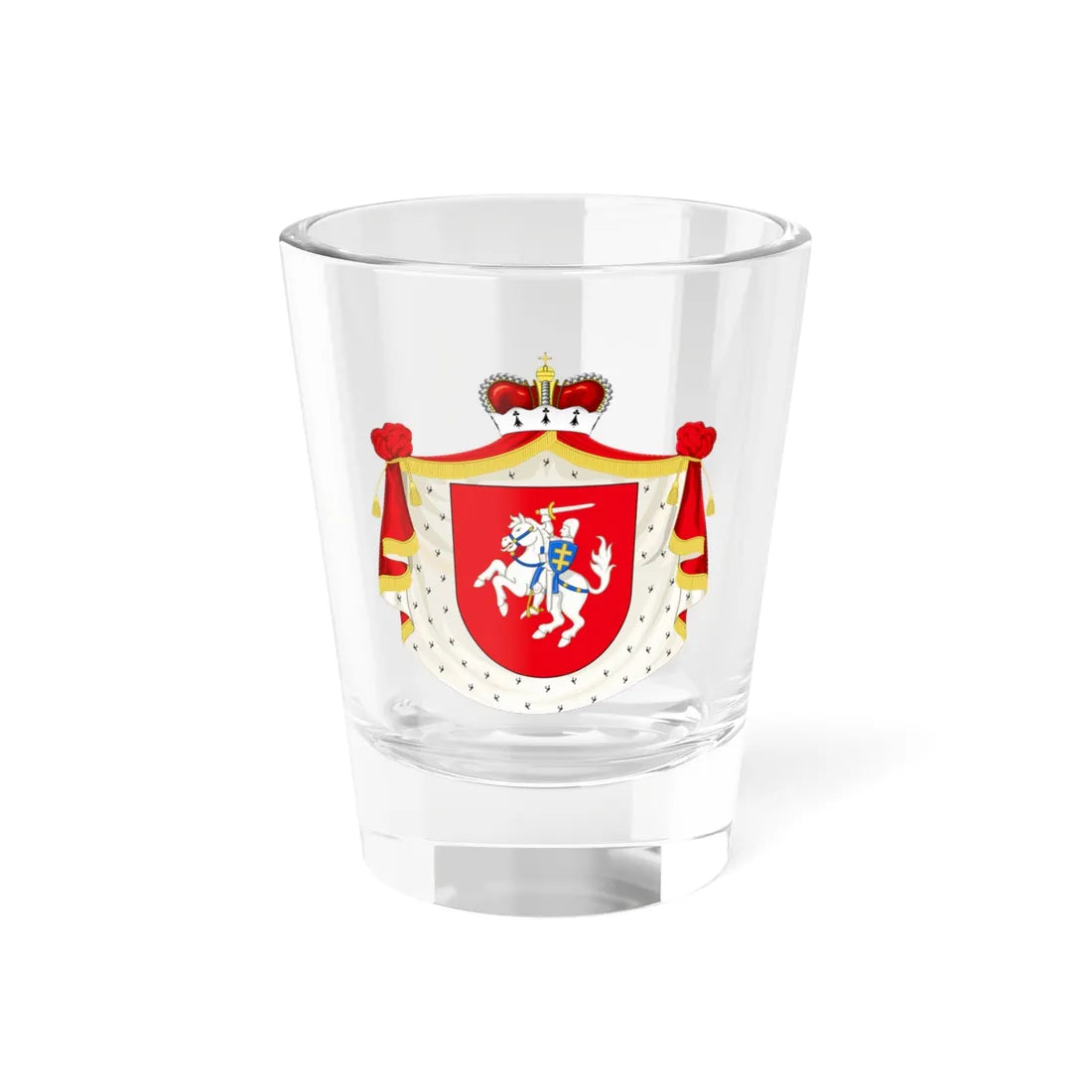 POL COA Pogoń Litewska Książęca (Belarus) (Coat of Arms) Shot Glass 1.5oz 1.5oz - Go Mug Yourself
