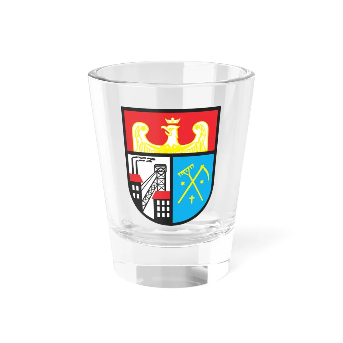 POL Knurów COA 1990-2018 (Poland) (Coat of Arms) Shot Glass 1.5oz 1.5oz - Go Mug Yourself