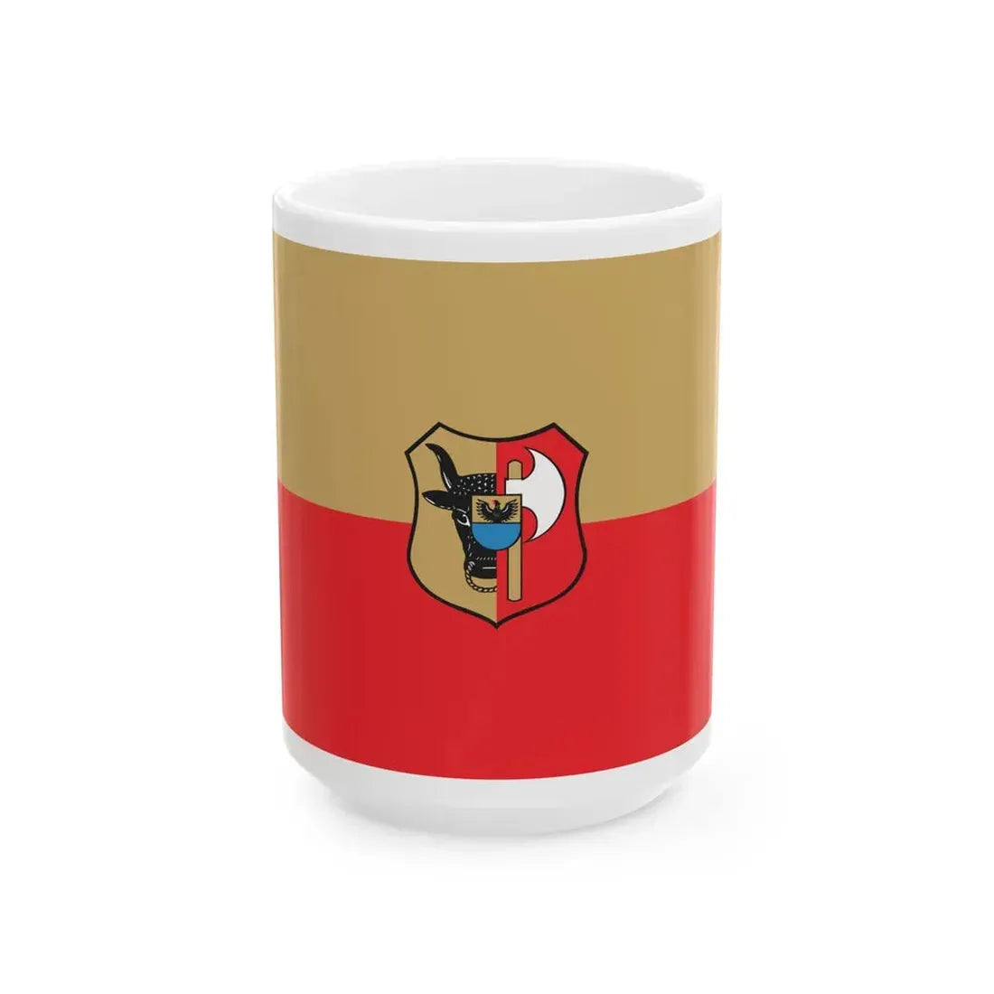 POL Leszno flag with arms (Poland) White Coffee Mug 15oz - Go Mug Yourself