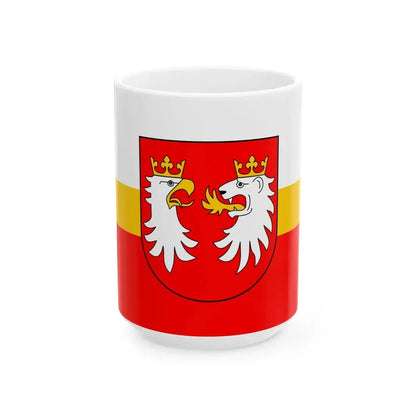 POL powiat gorlicki flag (Poland) White Coffee Mug 15oz - Go Mug Yourself