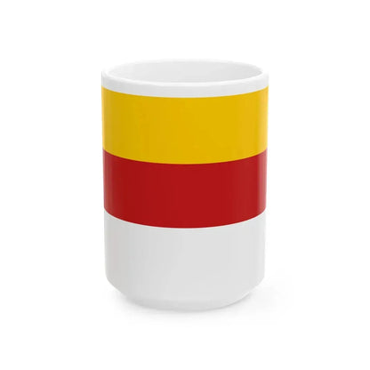 POL powiat kluczborski flag bez herbu (Poland) White Coffee Mug 15oz - Go Mug Yourself